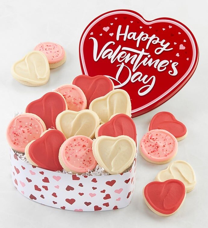 Lata de regalo de galletas de azúcar glaseadas con crema de mantequilla