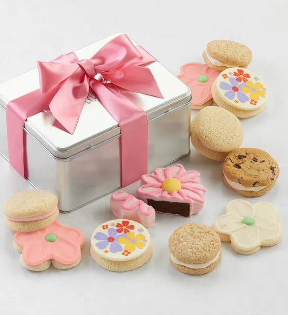 Lata de regalo de galletas elegantes de primavera
