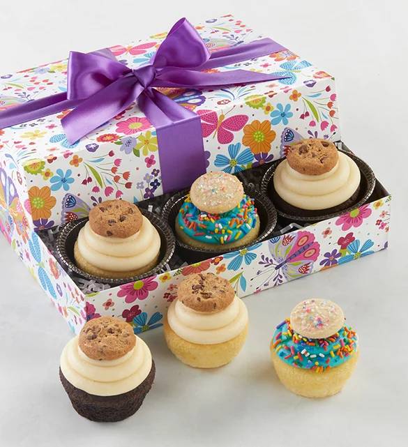 Cupcakes surtidos de primavera con glaseado de crema de mantequilla - 6 cupcakes