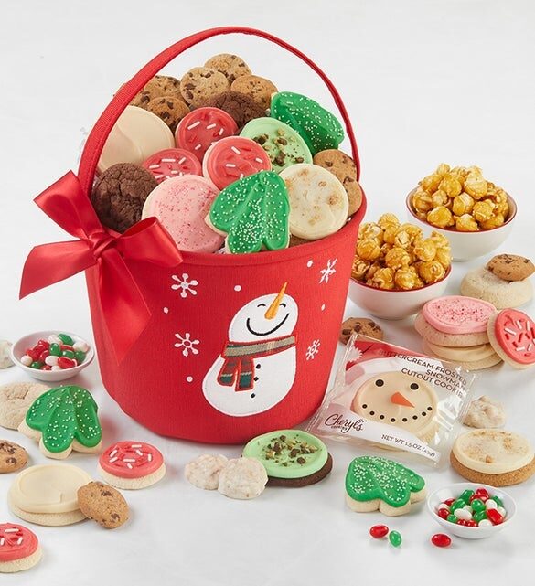 Bolsa de regalo con diseño de muñeco de nieve