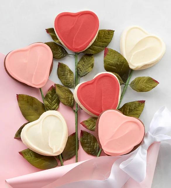 Cookie Flowers® - 6 galletas de azúcar con glaseado de crema de mantequilla y tallo largo