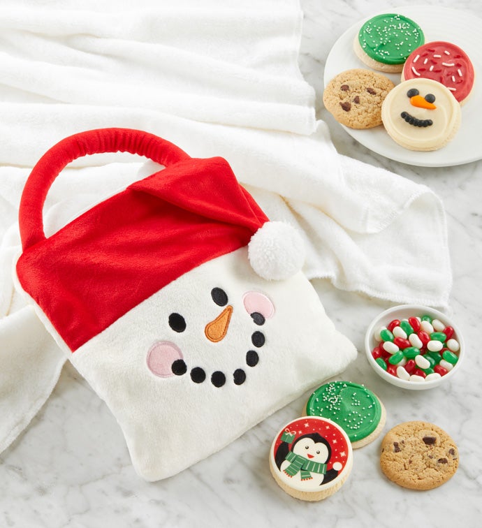 Manta infantil de muñeco de nieve con dulces
