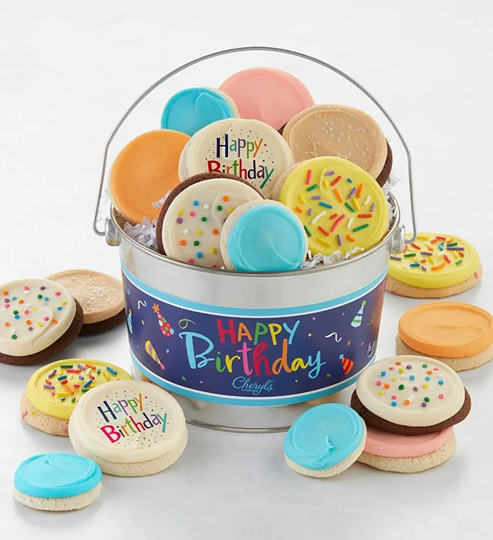 Cubo de galletas feliz cumpleaños