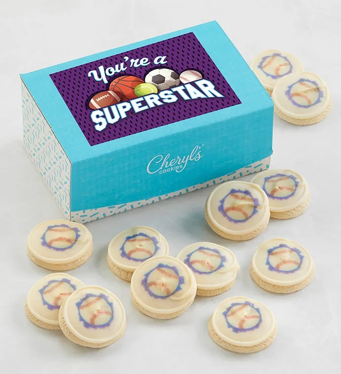Caja de regalo de galletas de béisbol de superestrellas