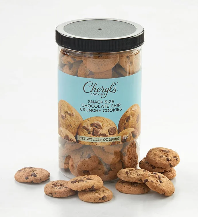 Lata de galletas crujientes con chispas de chocolate tamaño snack