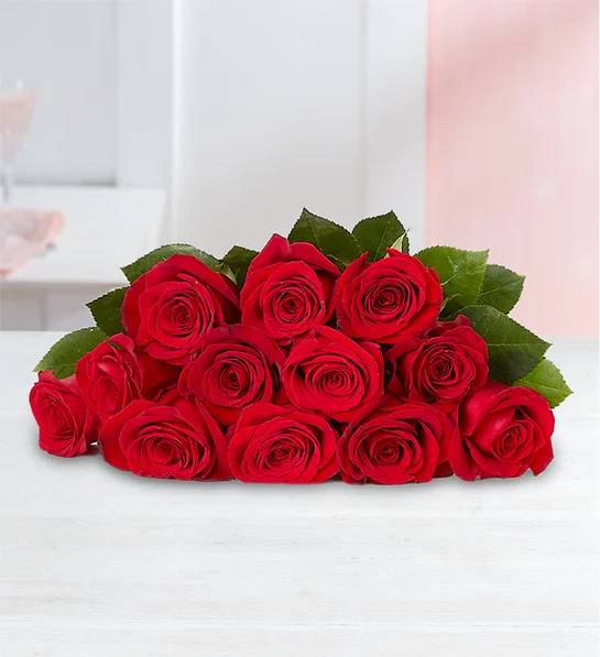 Rosas rojas románticas (12 tallos, solo ramo)