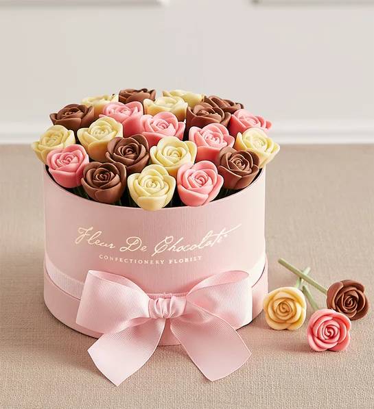 Rosas de chocolate belga Fleur De Chocolate Perfectly Pink (Clásicas)