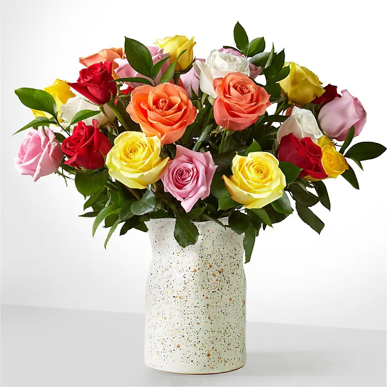 Rosas Mixtas (12 Rosas con Florero)