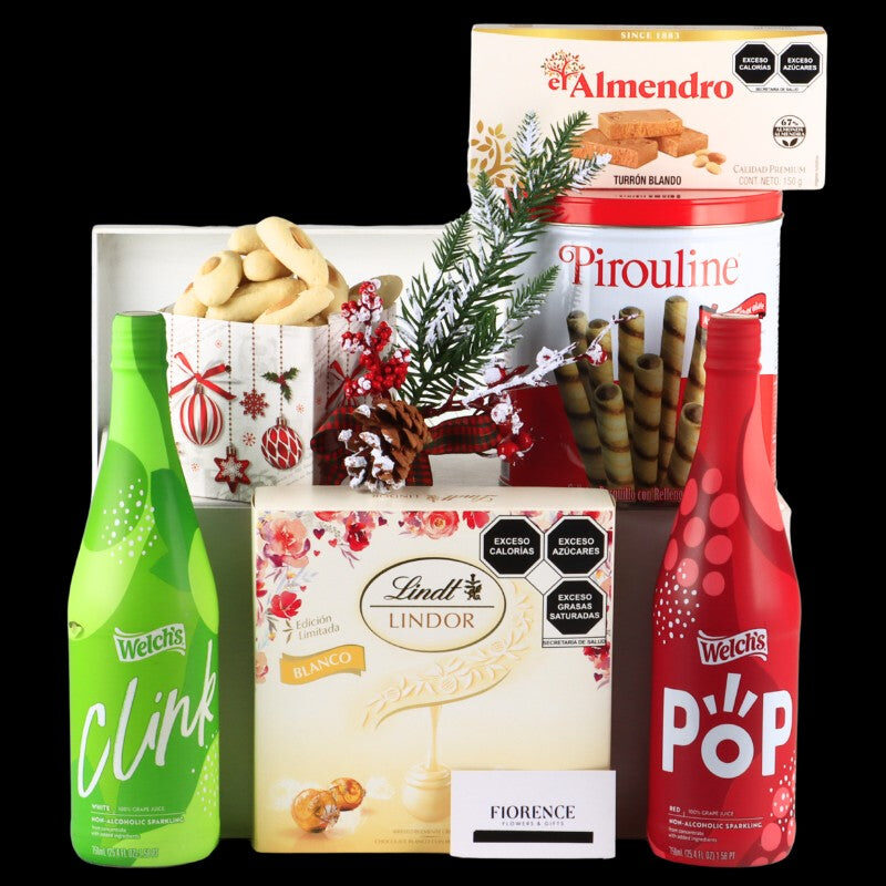 Dúo de jugo espumoso "Welch's" con chocolates Lindt y más