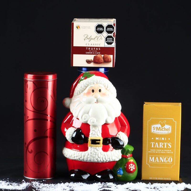 Tarro de galletas tradicional de Papá Noel con deliciosas golosinas
