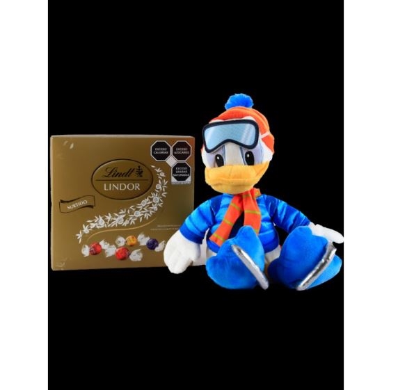 Pato Donald Disney con esquís y chocolates