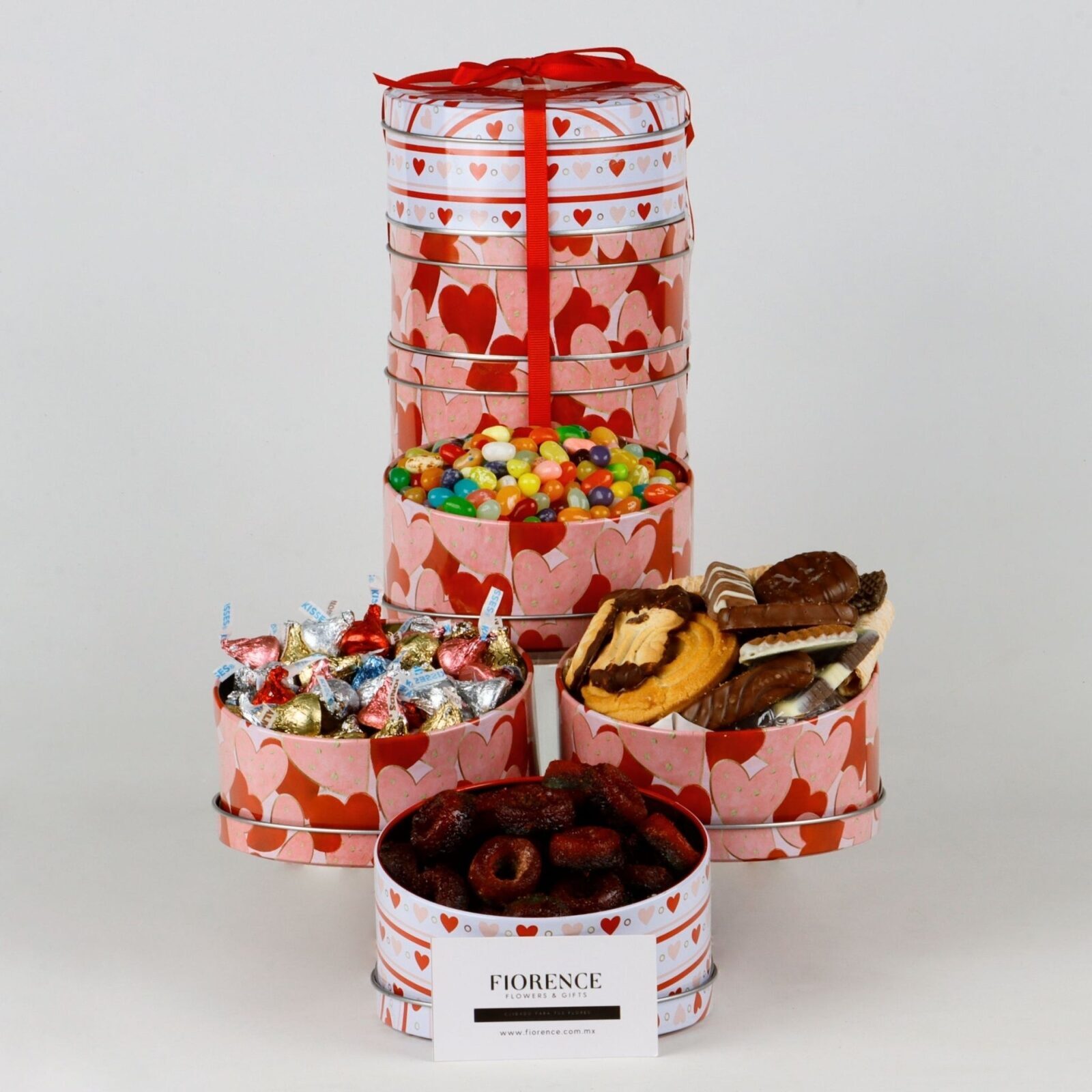 Torre de regalo de chocolates y dulces "Sé mío".