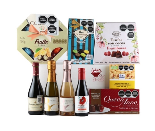 Caja de Regalo Deluxe con Vinos y Chocolates importados