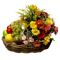CESTA DE FRUTAS Y FLORES PREMIUM