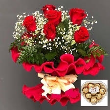 Combo 6 rosas ITALIANAS con Ferrero