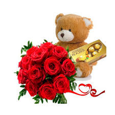 COMBO ROSAS CON FERRERO Y PELUCHE