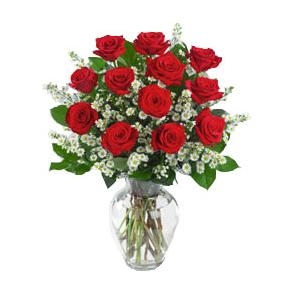 Florero con 12 Rosas