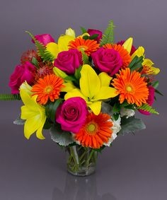 Florero Premium Gerberas, Lilium y Rosas