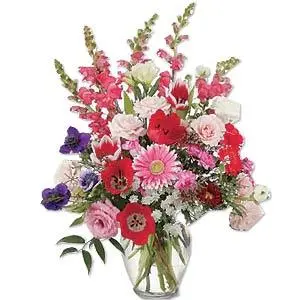 Florero Con Claveles, Alstroemerias, Rosas Y Lisiantus