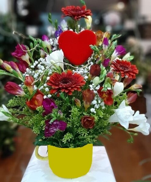 BOWL FLORES DE PRIMAVERA Y CORAZON