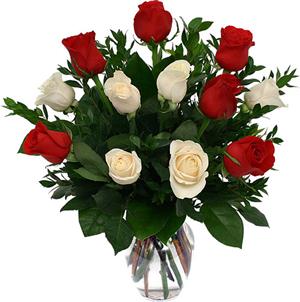 Florero 12 Rosas Bicolor