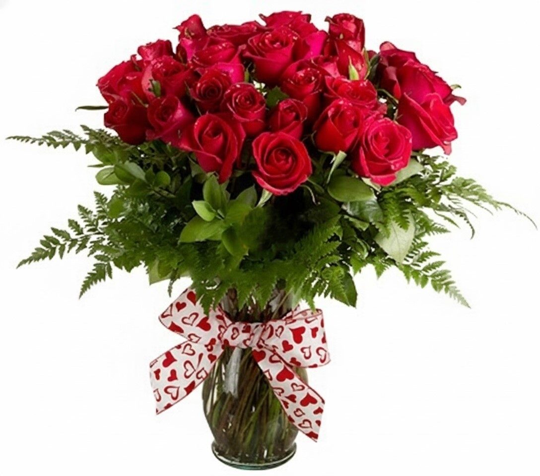 36 rosas en florero