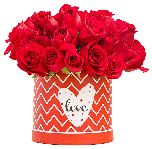 Rosas rojas en caja redonda Love