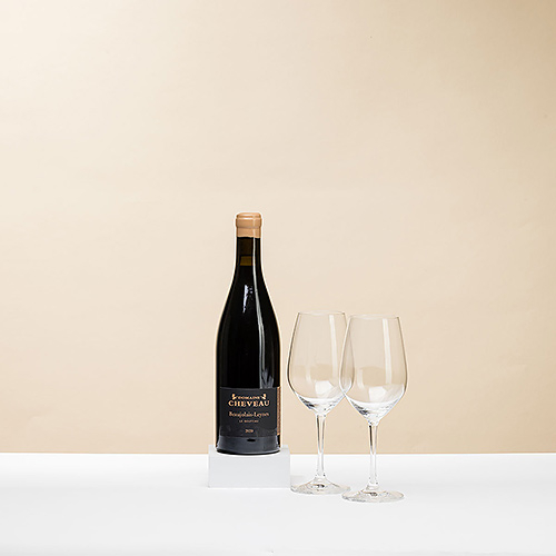 Domaine Cheveau Beaujolais-Leynes Rouge 'Le Bouteau' 2020 y 2 Copas