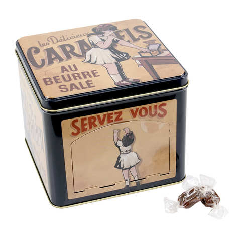 Breton salted butter caramels - Servez-Vous vintage box (500g tin)