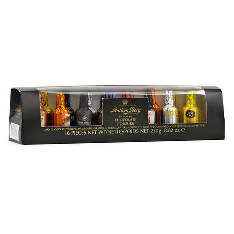 Caja de chocolate negro con licor - 16 sabores
