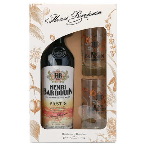 Henri Bardouin Pastis 45% - Estuche de regalo con 2 vasos