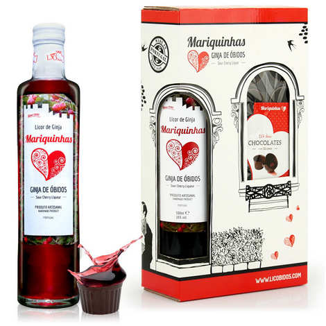 Ginja de Obidos con Copas de Chocolate - Licor de Cereza Agria de Portugal 18%