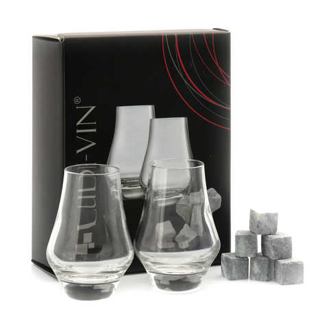 Set de regalo de 2 vasos y 6 cubitos de hielo para whisky