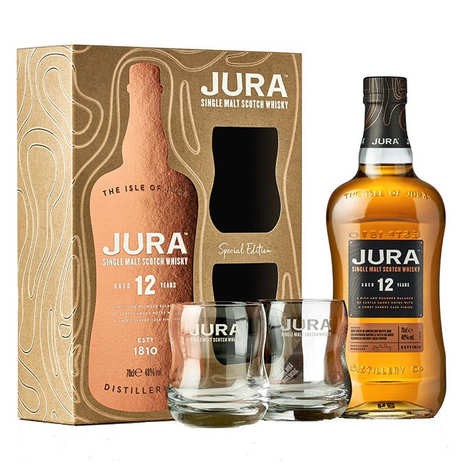 The Isle of Jura - Whisky Single Malt - 10 años - 40% + caja con 2 vasos