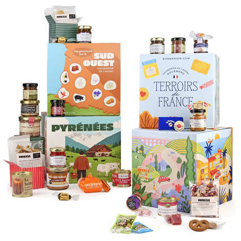 Juego de 2 calendarios de adviento gourmet Cubo de los Terroirs de Francia + Suroeste