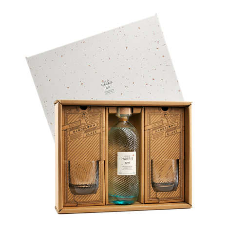 Set de regalo de ginebra Isle of Harris + 2 vasos