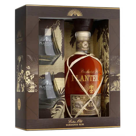 Ron Planteray XO 20 aniversario caja de regalo 2 vasos