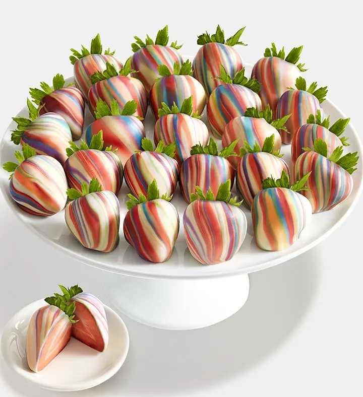 Fresas con chocolate belga artesanal Rainbow Swirl (media docena)