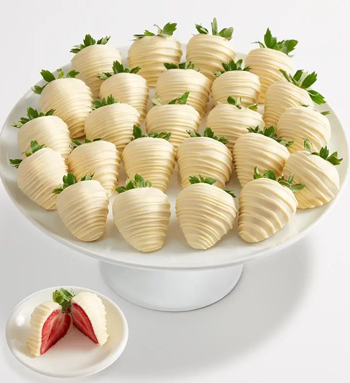 Fresas con chocolate blanco belga artesanal (media docena)