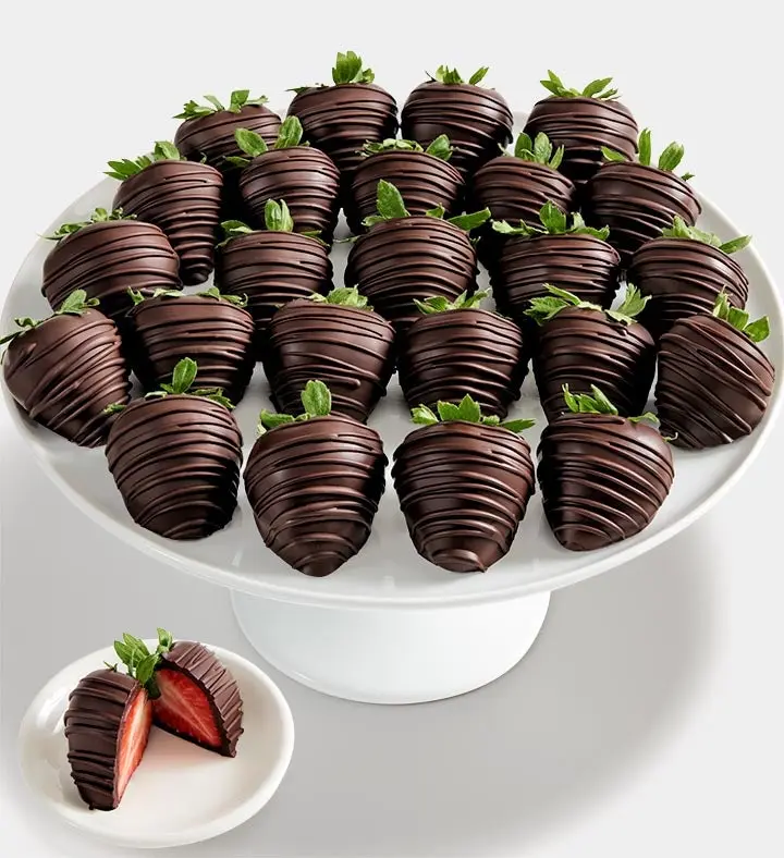 Fresas con chocolate negro artesanal belga (media docena)