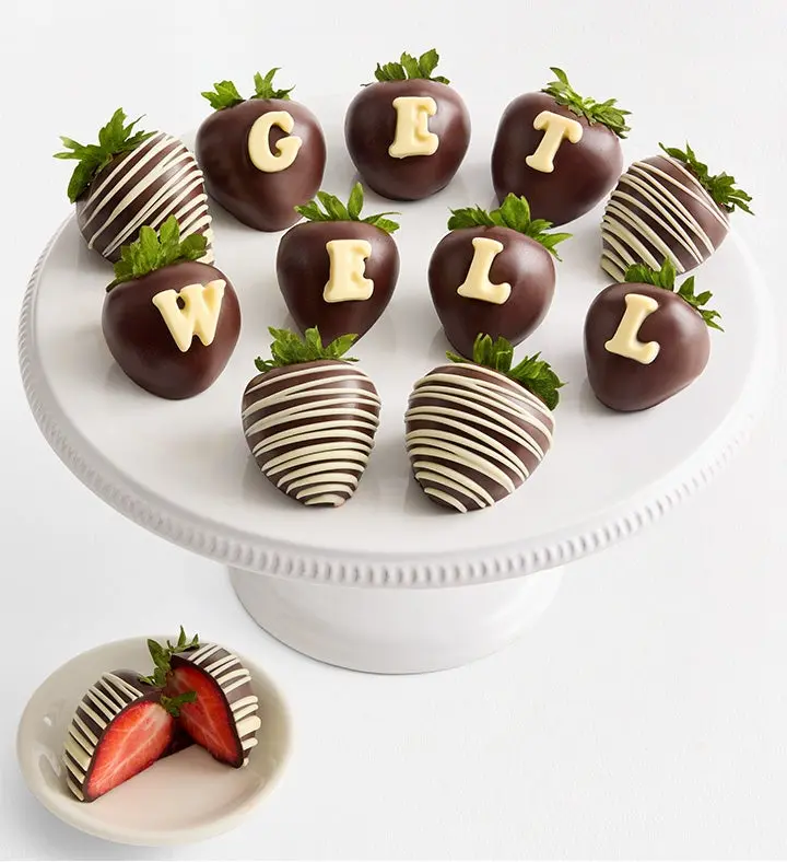 Chocolate belga artesanal con frutos rojos para desear pronta recuperación