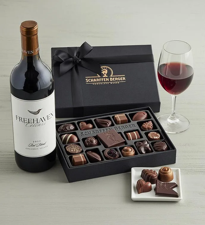Colección de chocolateros Scharffen Berger - 20 piezas con mezcla de vino tinto Freehaven Cellars