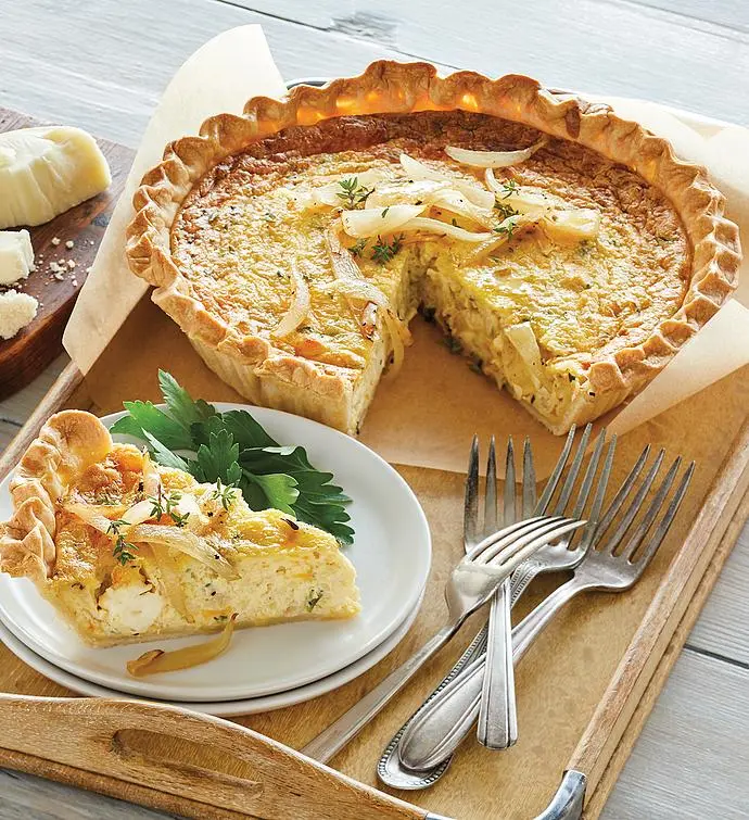 Quiche de triple queso y cebolla caramelizada