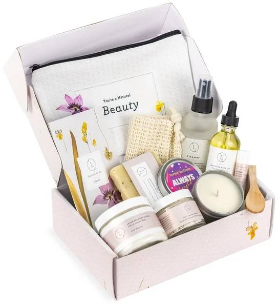 Regalo de aromaterapia para spa: paquete relajante de baño y cuidado corporal con lavanda natural.