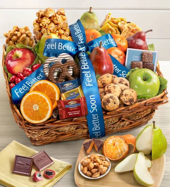 Cesta de regalo de frutas y dulces para sentirse mejor (Cesta de regalo de frutas y dulces para sentirse mejor)