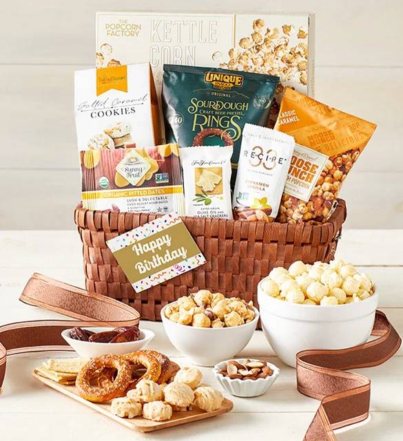 Cesta de regalo clásica gourmet de cumpleaños (Cesta de regalo clásica gourmet de lujo de cumpleaños)