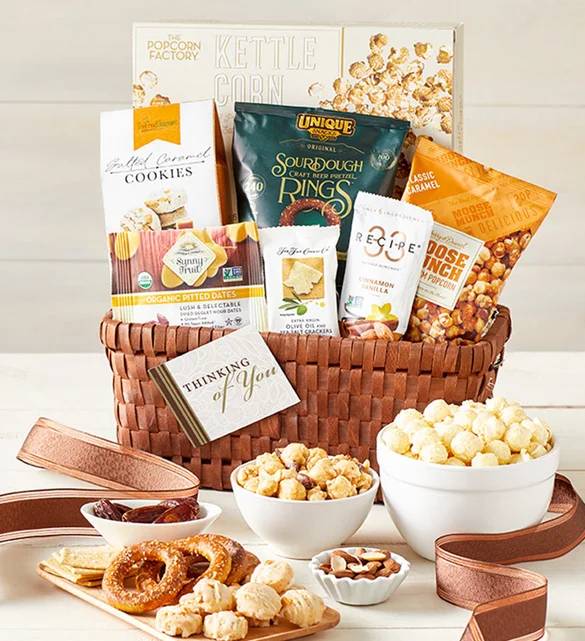 Cesta de regalo gourmet clásica "Pensando en ti" (Cesta de regalo gourmet clásica de lujo "Pensando en ti")