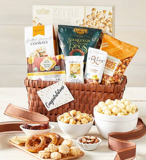 ¡Felicitaciones! Cesta de regalo gourmet clásica (Cesta de regalo gourmet de lujo clásica)