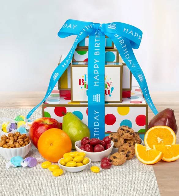 Feliz cumpleaños Torre de Frutas Frescas y Dulces (Feliz cumpleaños Torre de Frutas Frescas y Dulces)