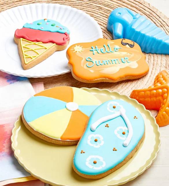 Galletas glaseadas artesanales de verano (Hola, galletas glaseadas artesanales de verano - juego de 4)